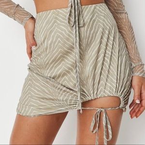 Missguided Sage Zebra Print Mesh Keyhole Mini Skirt NWT | 10